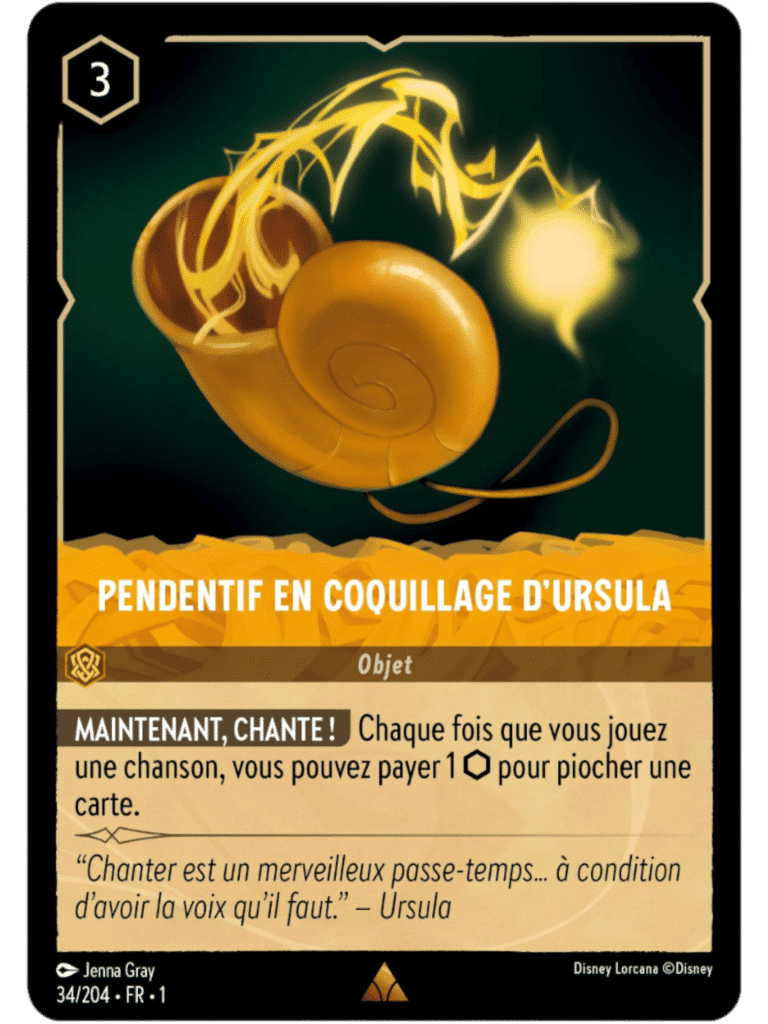 34 njds LORCANA chapitre 1 carte pendentif en coquillage d_ursula